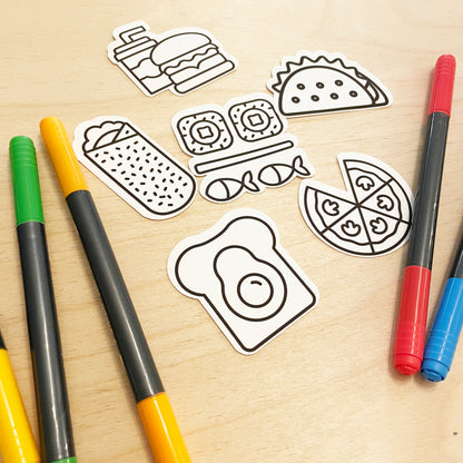 Color Your Own Savory Eats Stickers