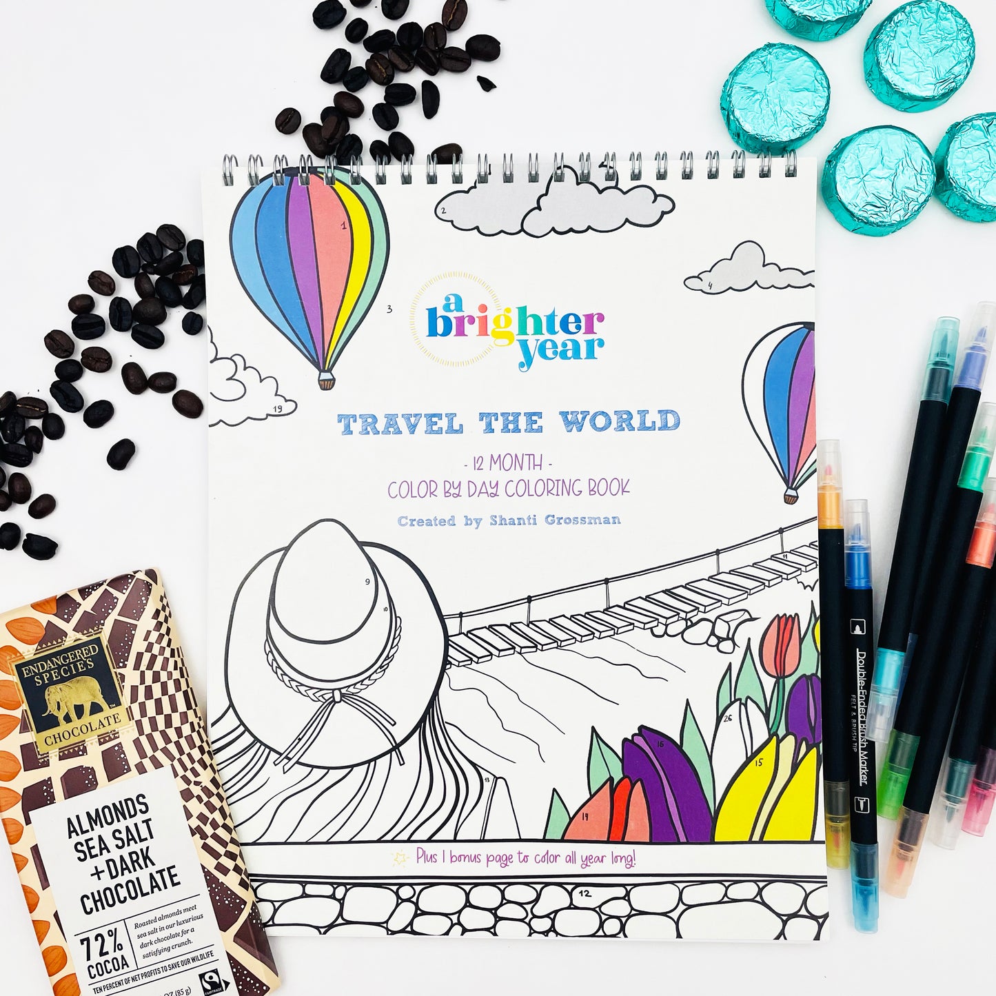 Travel The World 12 Month Color by Day Coloring Book