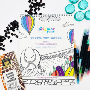 Travel the World 12 Month Color By Day Coloring Book