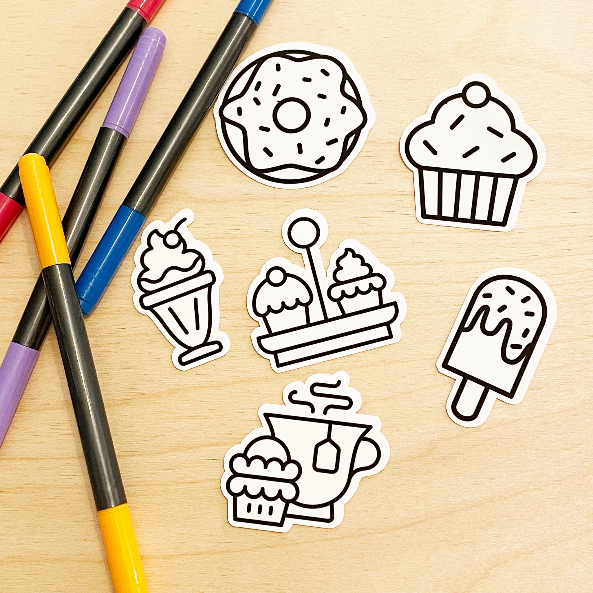 Color Your Own Sweet Eats Stickers – A Brighter Year