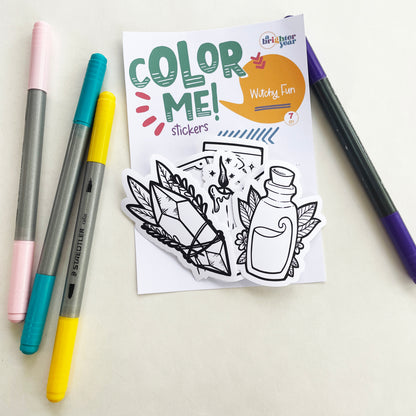 Color Your Own Witch Stickers