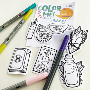 Color Your Own Witch Stickers